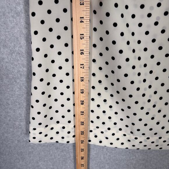 Merona‎ Blouse Medium Cream Polka Dot Twee Royal Feminine Quirky Career VTG 50s - Picture 5 of 10
